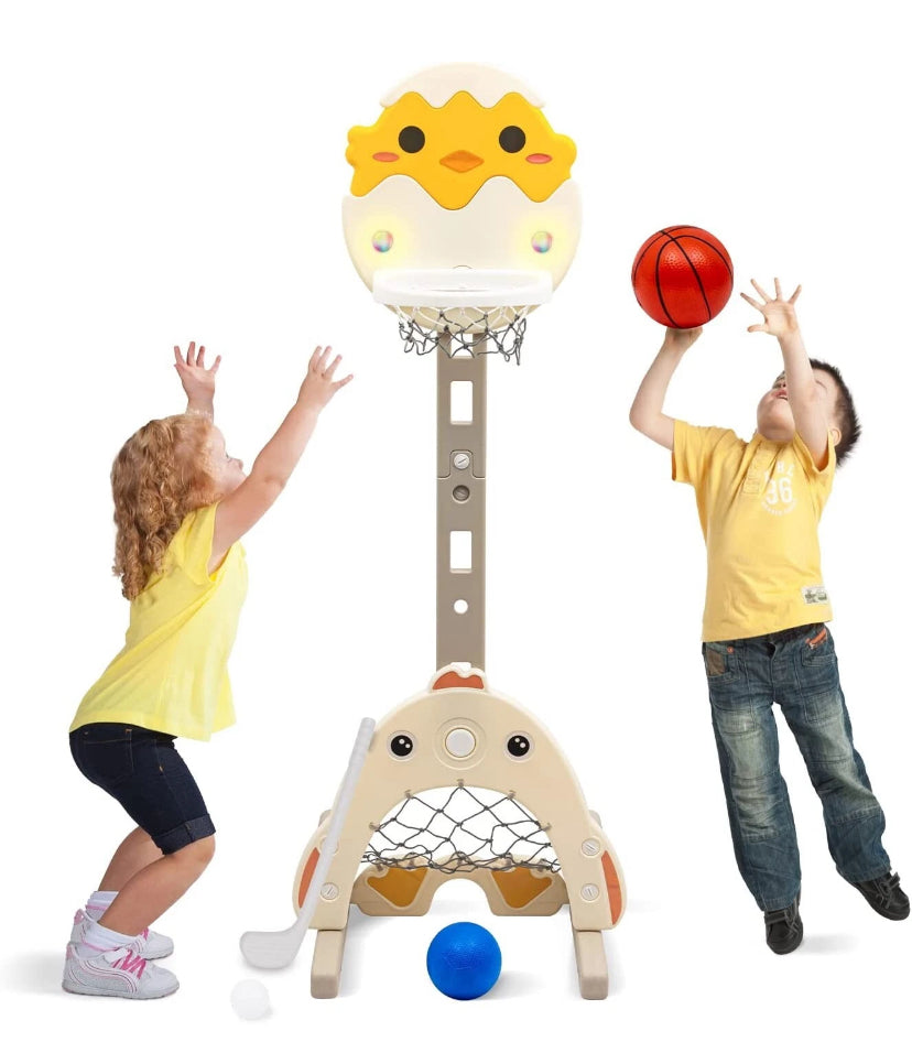 Large Basketball Hoop Set for Kids 3-in-1 Kids Flashing Basketball Stand
