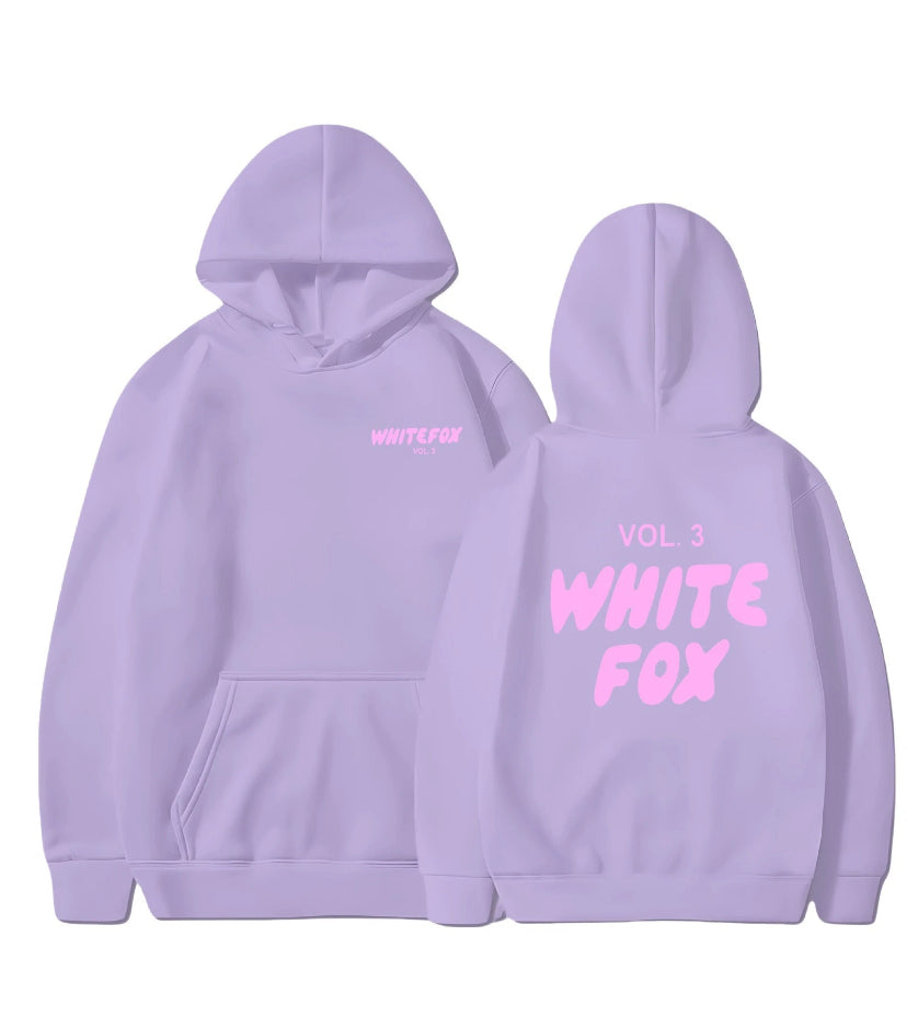 Girls White Print Foxes Pocket Hoodies Kids Sweatshirts Casual Pullover Tops