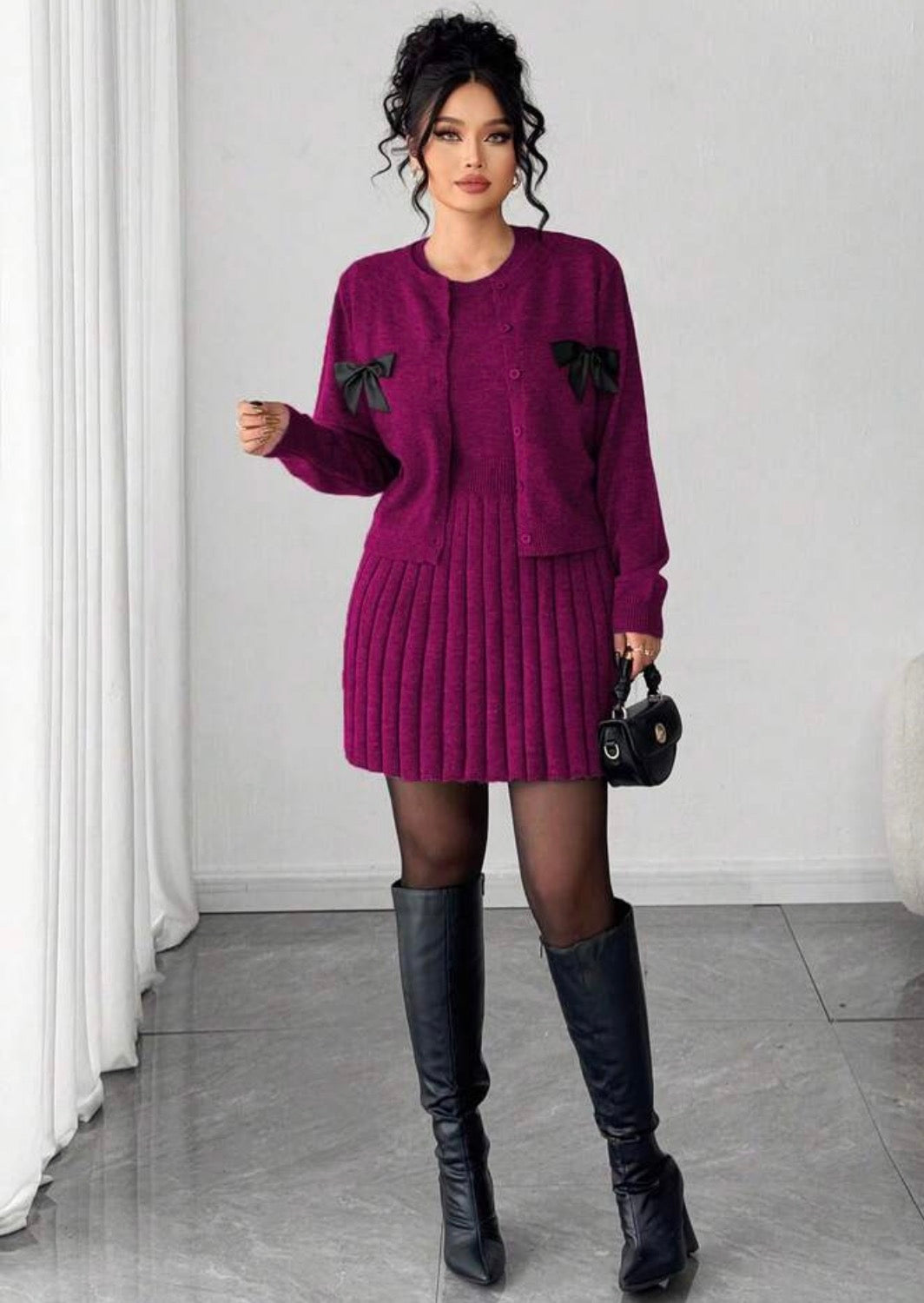 Sleeveless Dress With Long Sleeve Cardigan