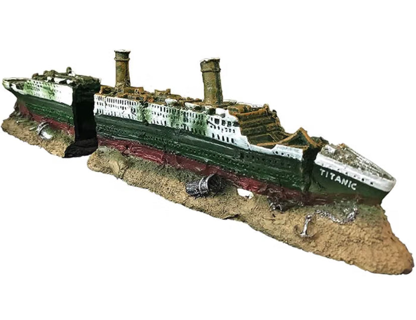 Aquarium Titanic Shipwreck Decorations - Resin Material Ship Decorations,Fish Tank Sunken Ship Ornament Aquarium Environment Friendly Decorations
