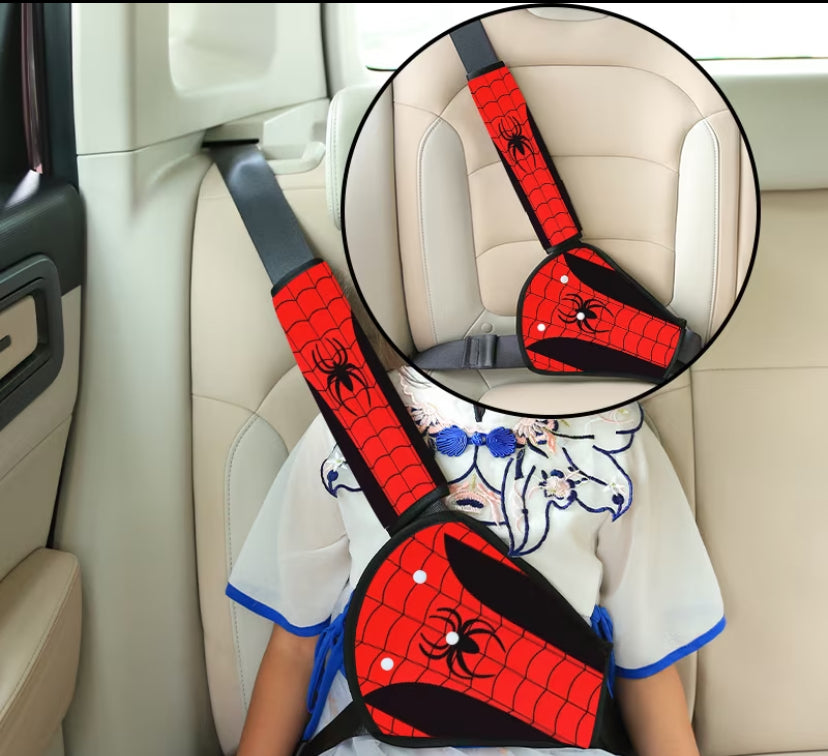 2pcs Black Spider Set (Shoulder Protector And Abdominal Protector Combo) Shoulder Pads, All-Season Car Seatbelt Abdominal Protector, Anti-Choking Seat Belt Cover, Upgraded And Comfort