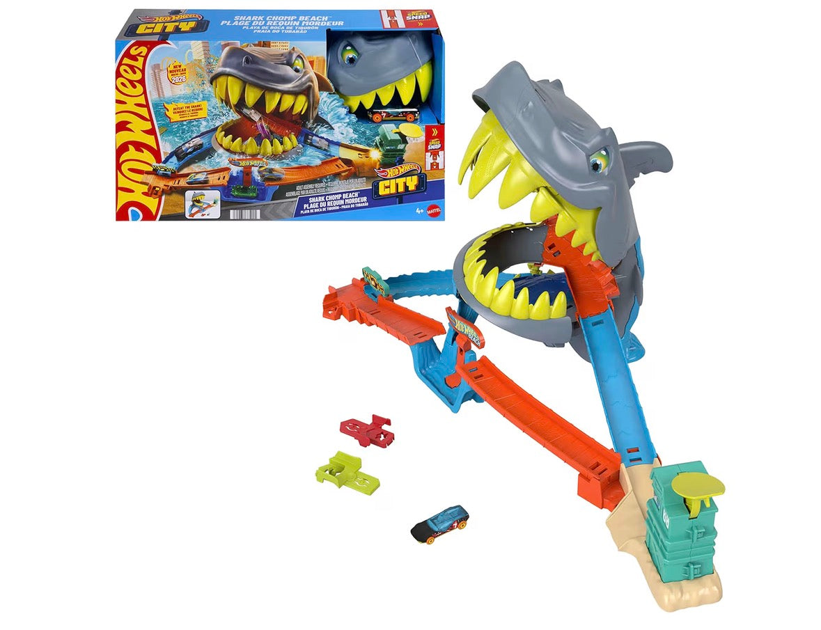Hot Wheels City Shark Chomp Beach Playset & 1:64 Scale Toy Car