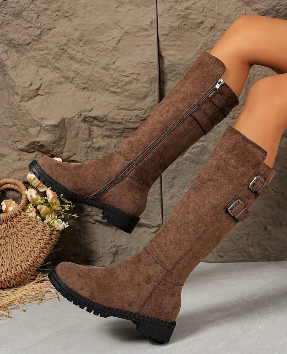 Thick Sole Retro Women's High Shaft Round Toe Over-The-Knee Riding Boots