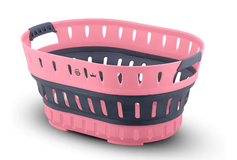 Swan x Lynsey TV's Queen of Clean 60L Collapsible Laundry Basket with Soft Grip Handles, Foldable