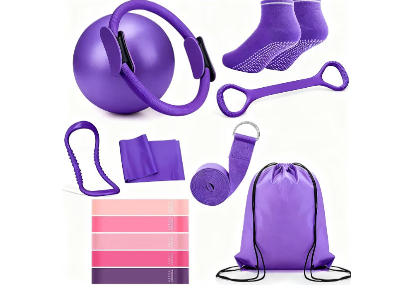 Pilates Kit, 13Pcs Pilates Circle with Yoga Ring & Band, Socks, Body Trimmer, Waist & Ab Shaper Workout Equipment for Home Gym Toning, Strength & Flexibility