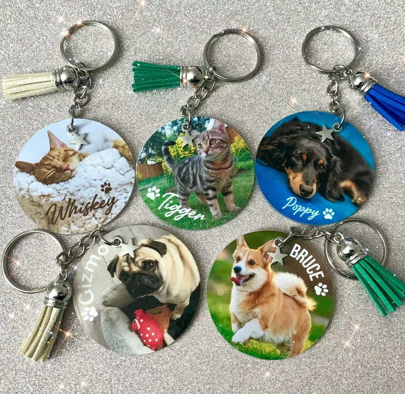 Any Photo! Pets, Family, Personalised Photo Keyring. Handmade novelty gift!