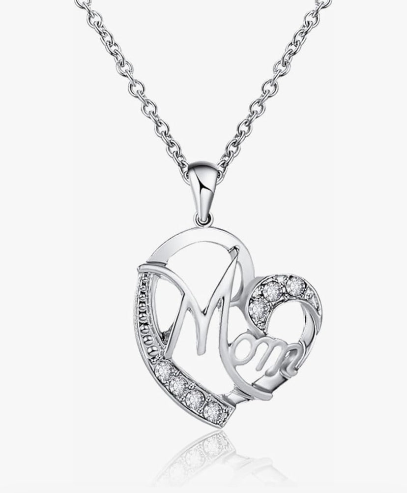 New Mum Necklace, Silver Love Heart Necklaces with Cubic Zirconia, Mothers Day Gifts from Daughter Best Mothers Day Presents for Your Mum, Daughter Love