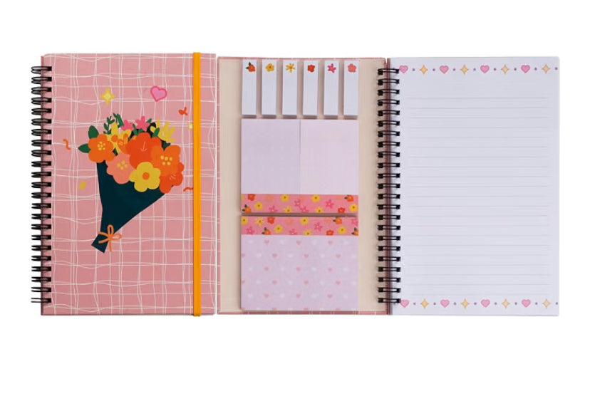 A5 Sticky Notebook,Each with 9 Pads of Decorated Sticky Notes and a Handy Notebook,Self-Stick Note Pads