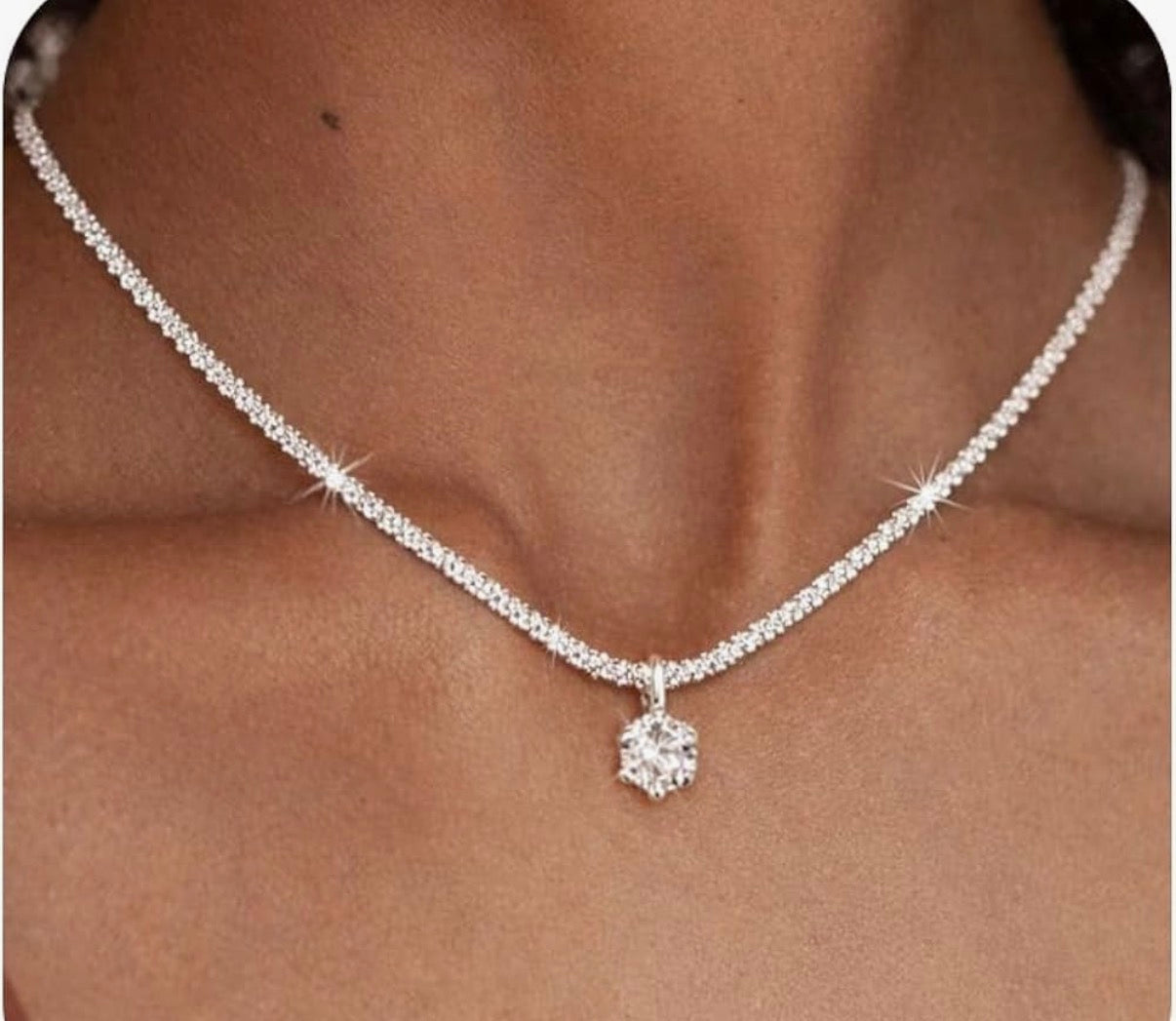 Silver Necklace with CZ Pendant
