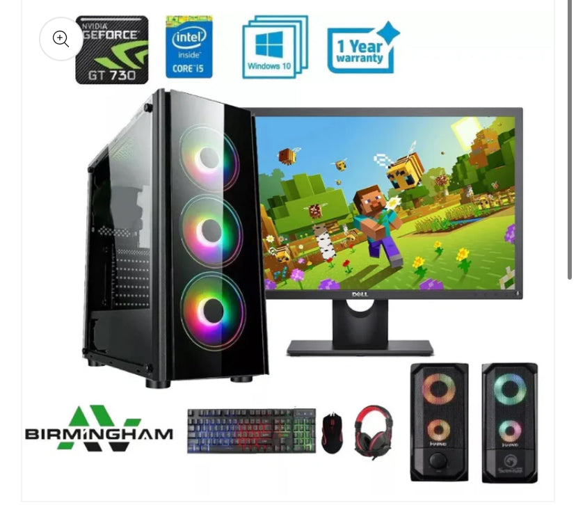 Fast Gaming PC Computer Bundle Intel Quad Core i5 16GB SSD+1TB Win 11 2GB GT730