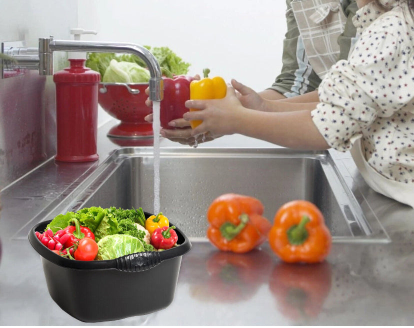 PLASTIC KITCHEN LARGE RECTANGULAR WASHING UP BOWL BASIN CUTLERY TIDY DRAINER