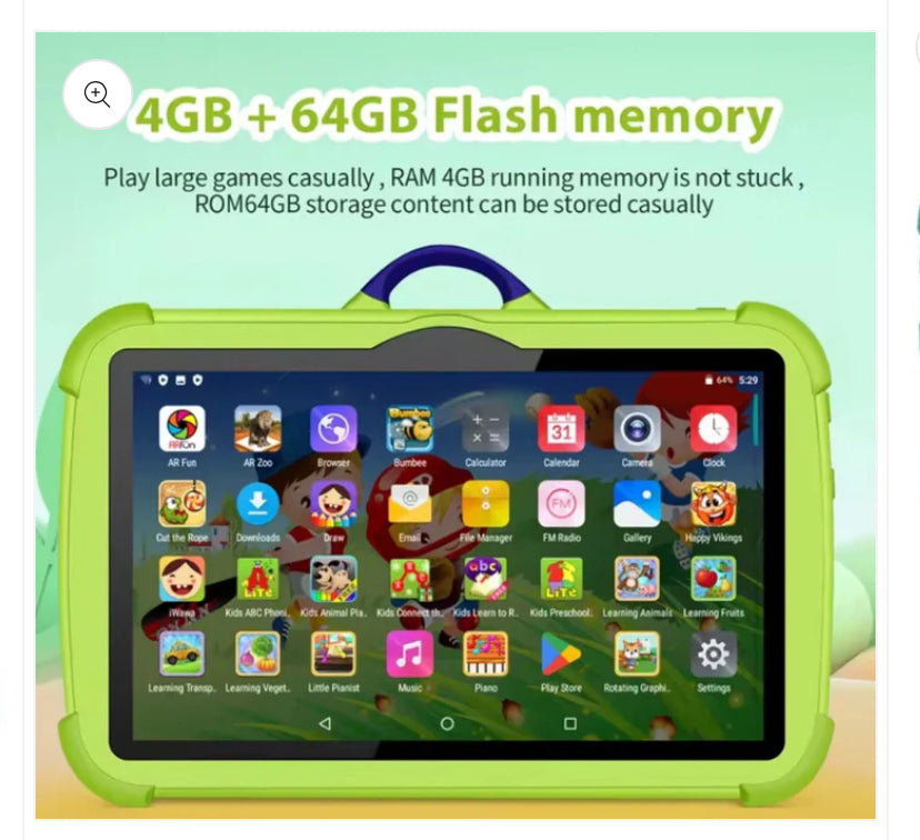 2025 Kids Tablet 7 Inch, Android, 4GB+64GB Storage, Bundle