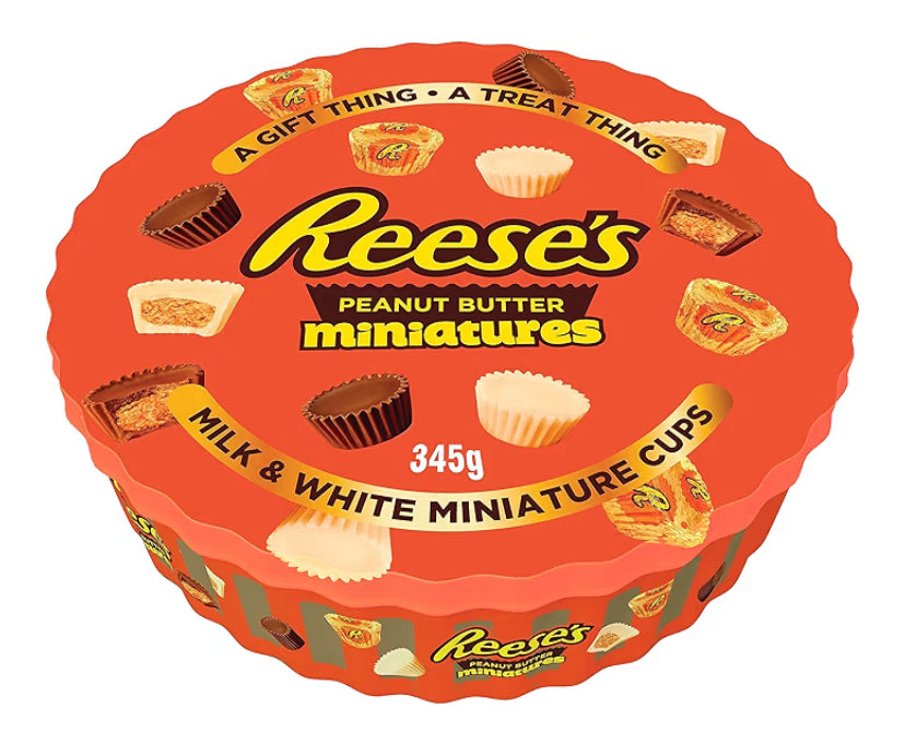 Milk Chocolate and Peanut Butter Cups Minis selection tin, 345g