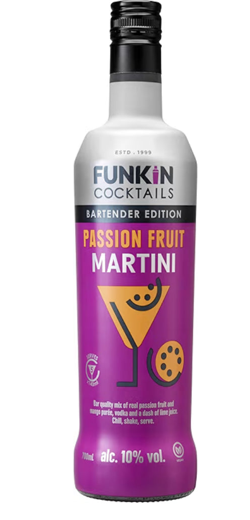 FUNKIN Cocktails Ready to Drink Passion Fruit Martini Bottle | Just Chill & Serve | Tropical & Tangy Flavour | Pre-Mixed & Ready to Drink Cocktails, Great-Tasting Bar-Quality Mix | 10% ABV | 700ml
