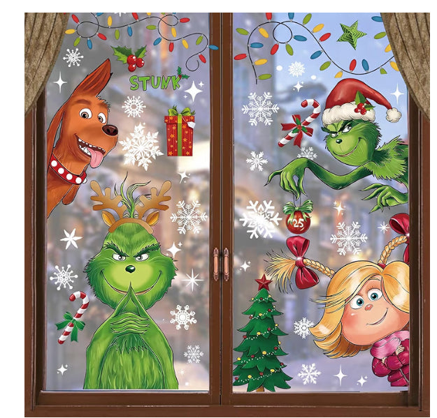 6 Sheet Christmas Window Stickers, Double Side Printed Christmas Window Stickers Decorations