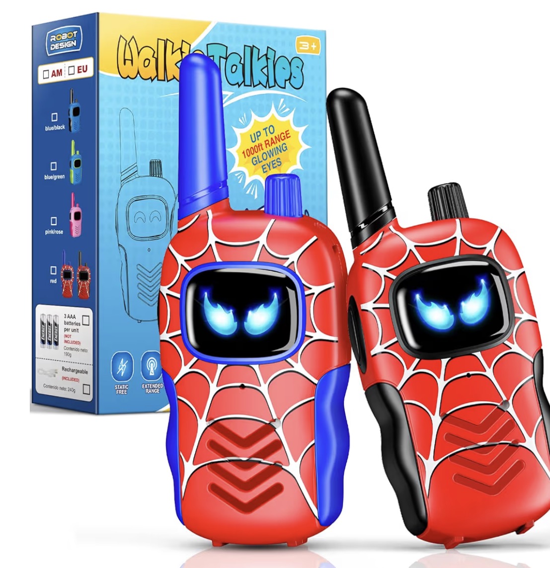 Spider Walkie Talkies Kids Toys for 3 4 5 6 Year Old Boys Girls Gifts for 3-12 Year Old Boy Girls Toy, Spider Toy Kids Birthday Presents Christmas Xmas Gifts Outdoor Toys for Camping Garden