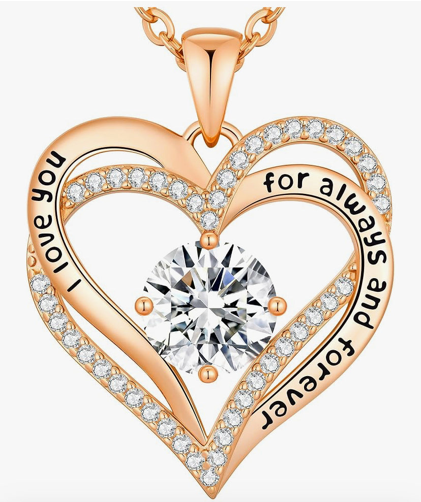 CDE Necklaces for Women Birthstone Pendant, Sterling Silver Love Heart Rose Gold Jewellery Gifts