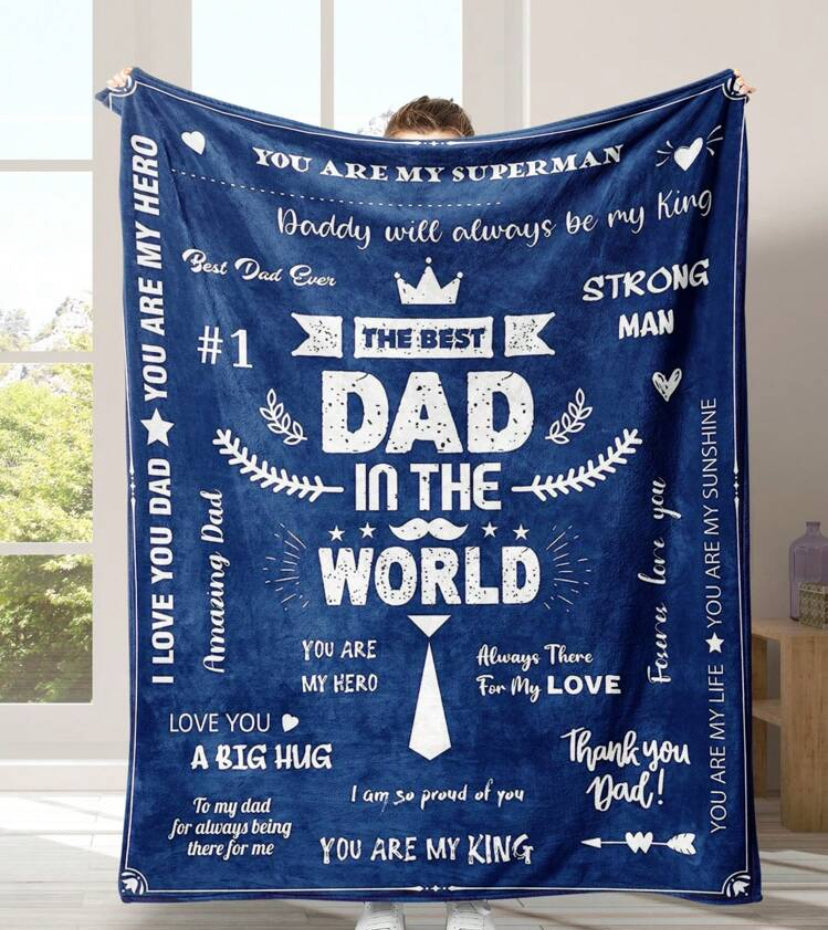 1pc Flannel Blanket With "Best Dad" Print, Soft And Comfortable.