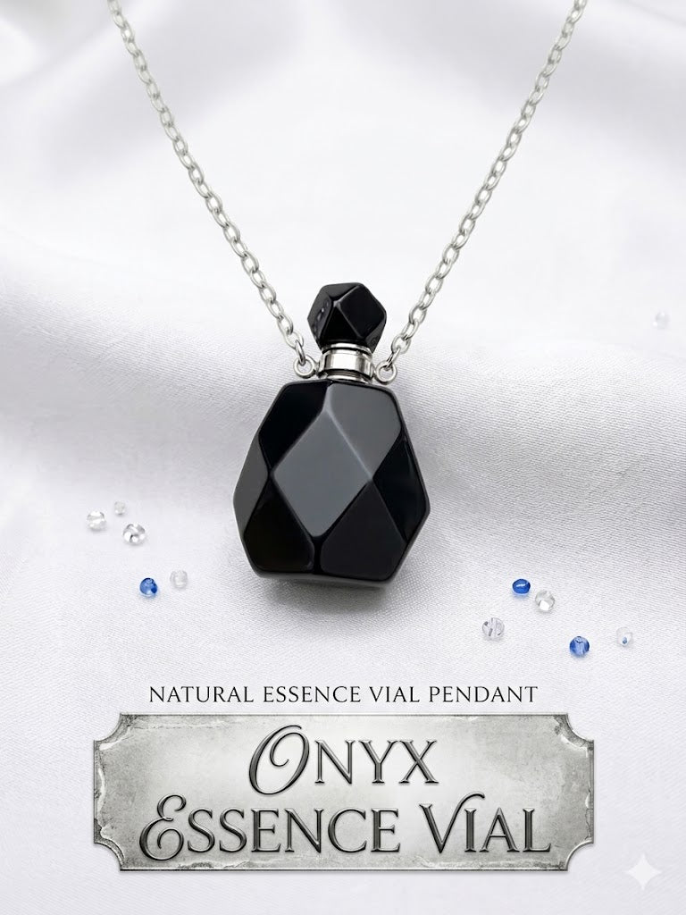 Black Onyx Crystal Elixir Vial Necklace