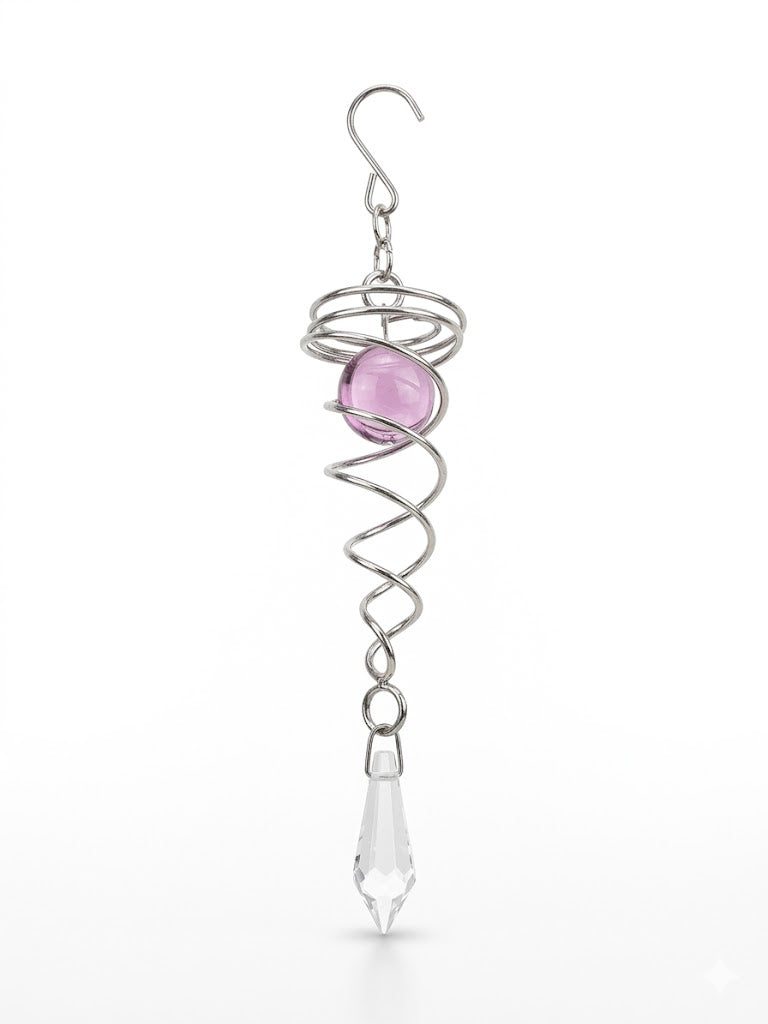 Spiral Suncatcher with purple stone
