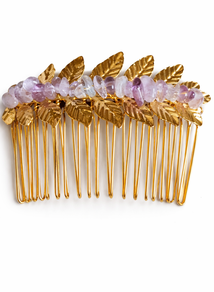 Real Amethyst Crystal Chip Hair Clip