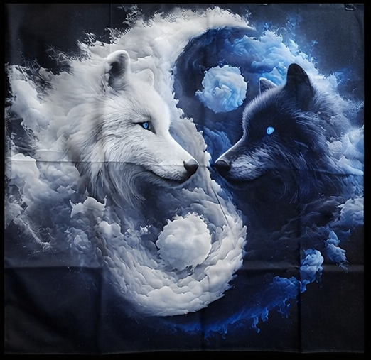 Celestial Yin-Yang Dual Wolves Altar Cloth