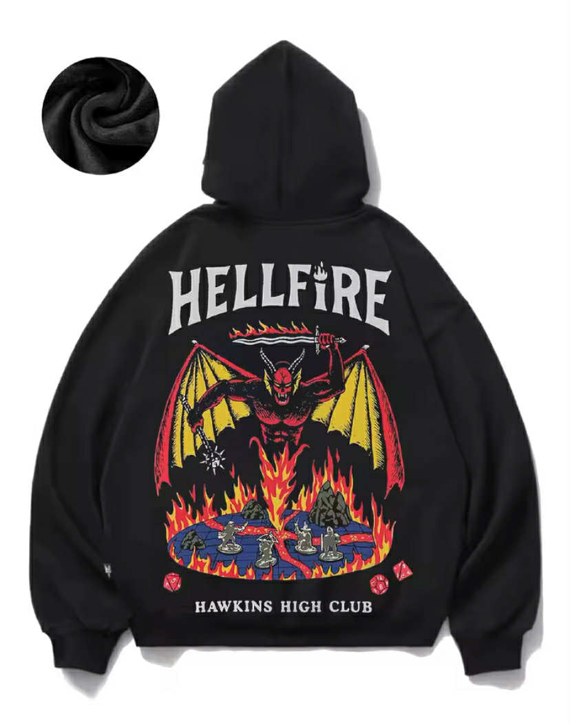 Hellfire Hawkins High Club Men's Women's Fashion Printed Fleece Hoodie