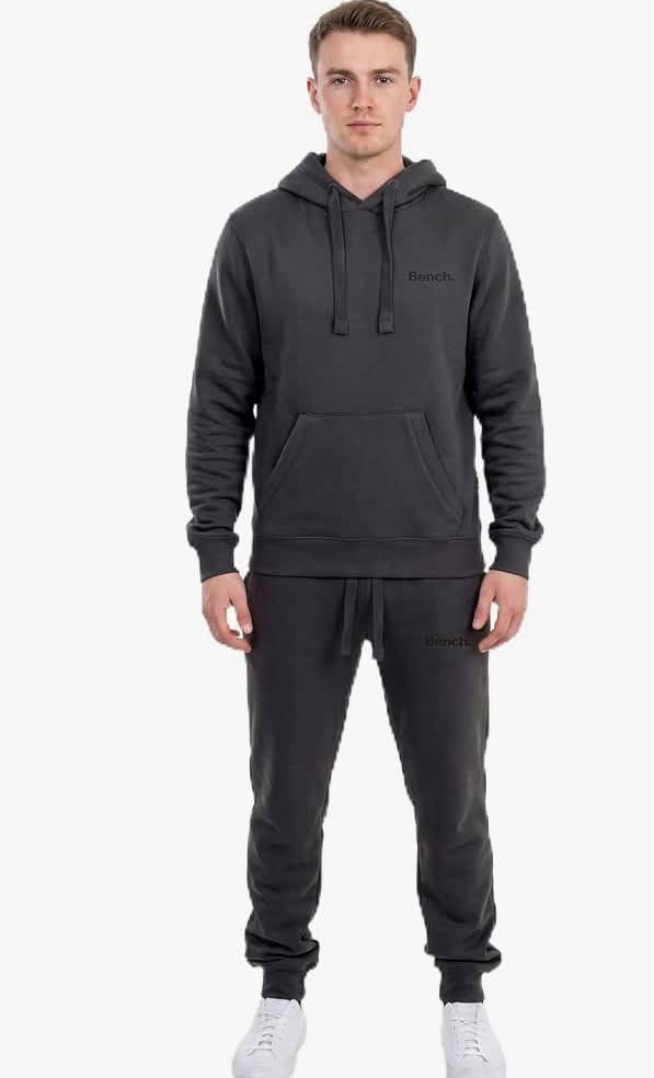 Bench Tracksuit Mens Full Set 2 Piece – Fleece Pullover Hoodie & Jogger Sweatpants Mens Tracksuit, Long Sleeve Sweatshirt with Kangaroo Pocket, Slim Fit Cuffed Joggers, Gym Running Activewear Outfit