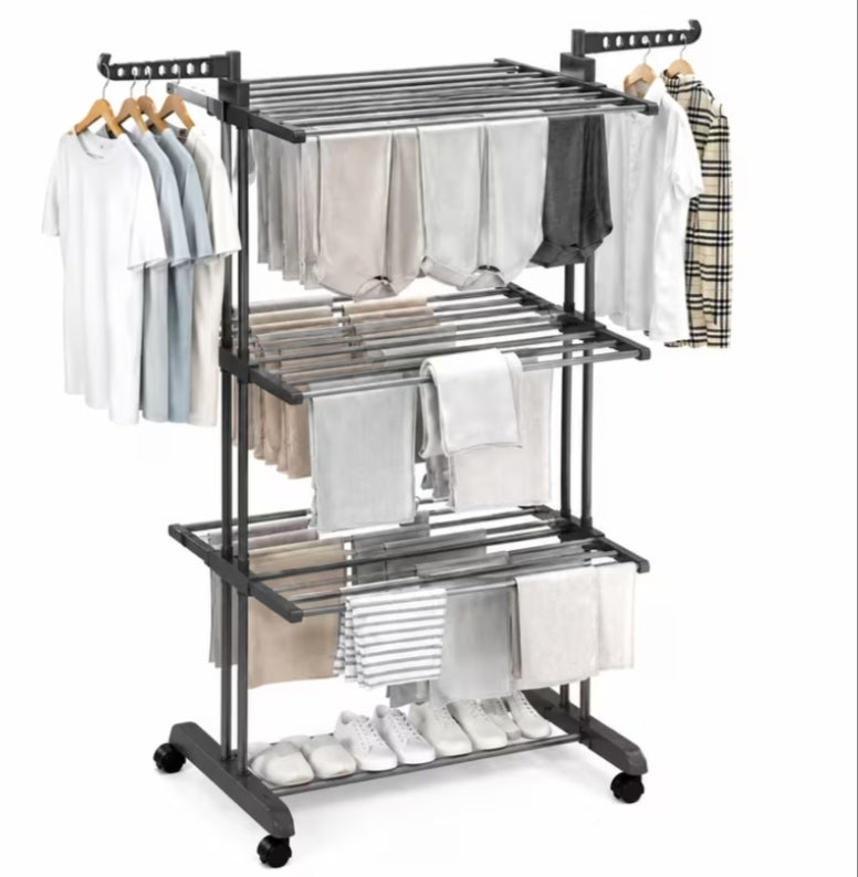4 Tier Extra Large Clothes Airer Indoor Foldable Outdoor Laundry Dryer Rack Line Hangable Hanger Racks