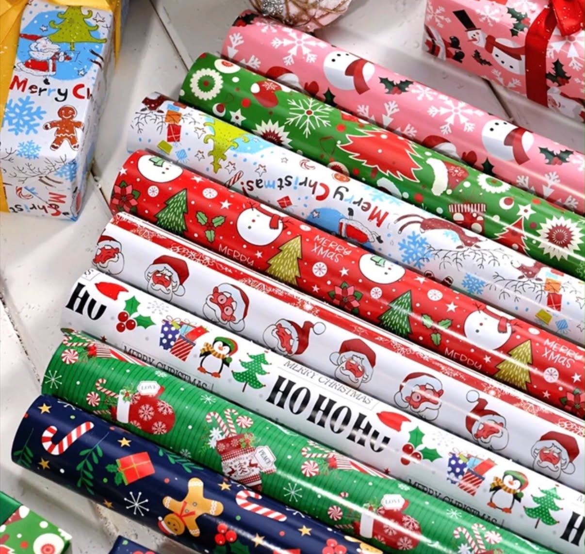 4 random Christmas Gift Wrap Sheets - Heavy-Duty Holiday Paper