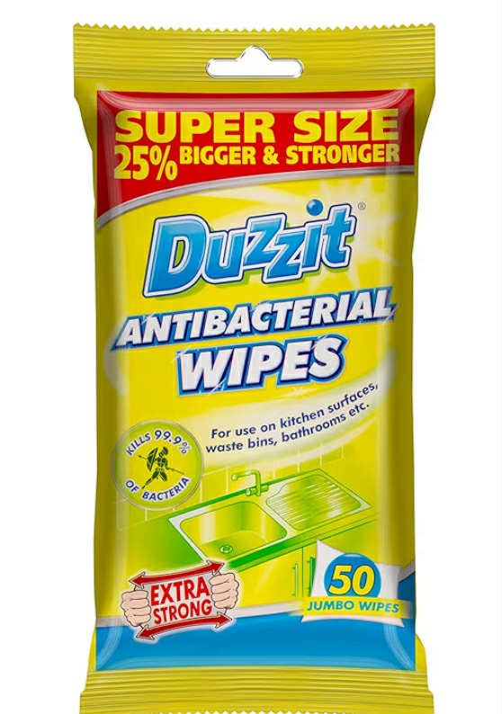 Duzzit Antibacterial Wipes, Pack Of 50