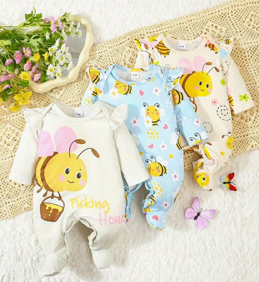 Baby Girl Conjoined Romper Three-Piece Set, for Outdoor
