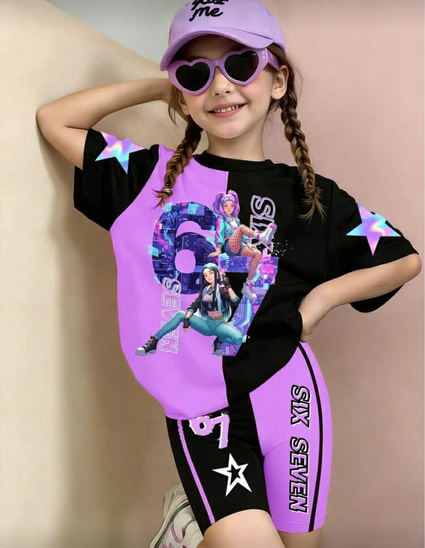 Casual T-Shirt & Bike Shorts Set, 67