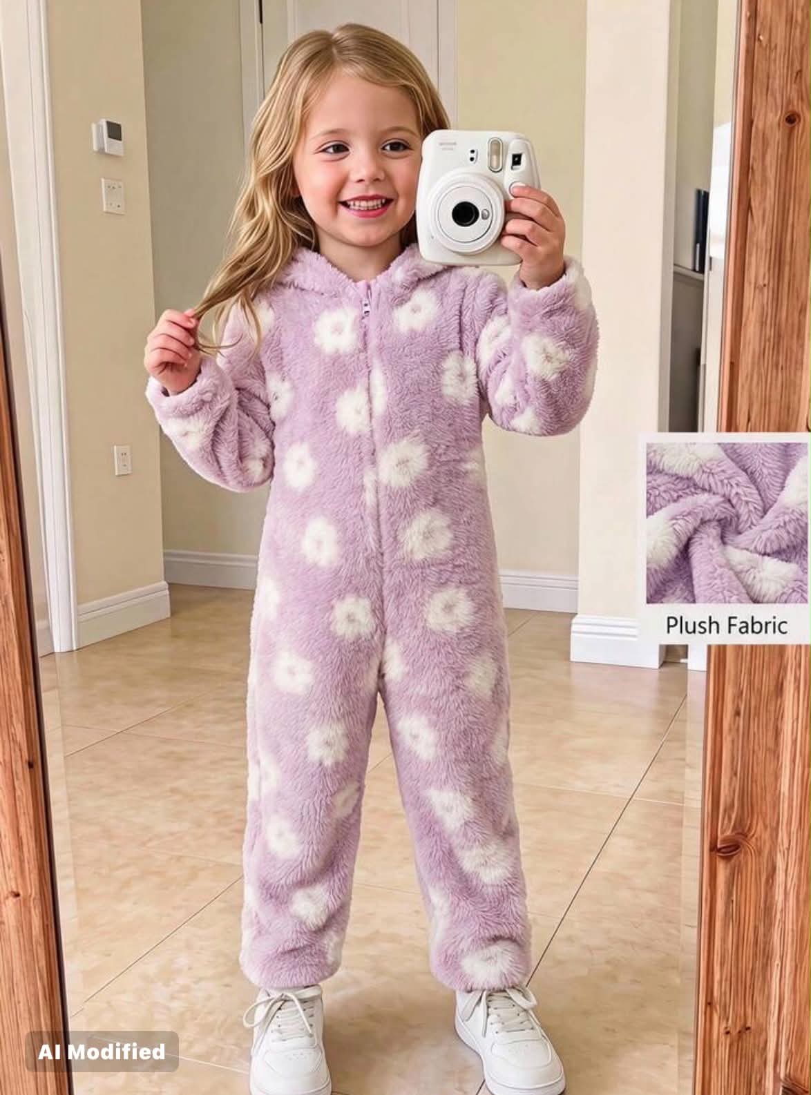 Young Girls Cute Plush Autumn Winter Jumpsuit Casual Versatile Fun