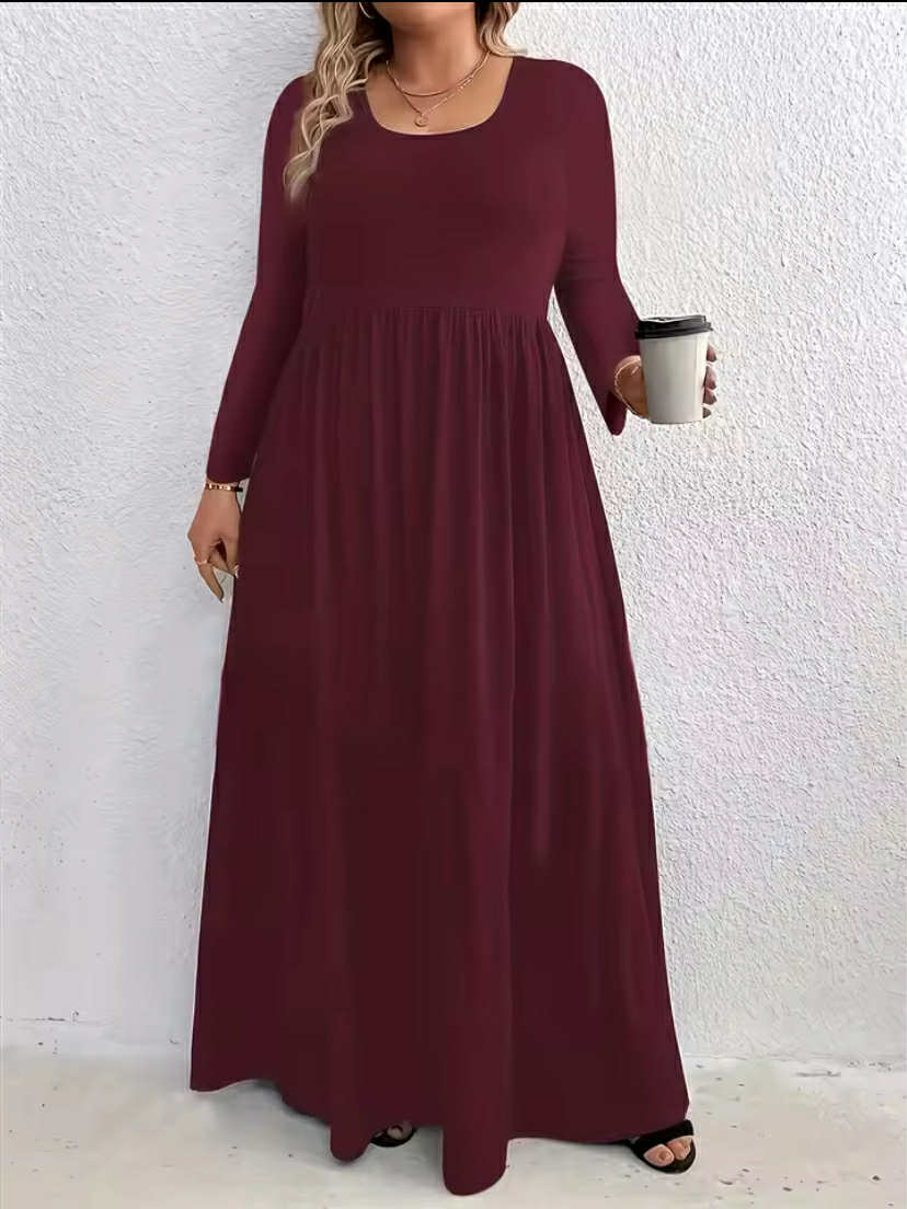 Crew Neck Long Sleeve Dress