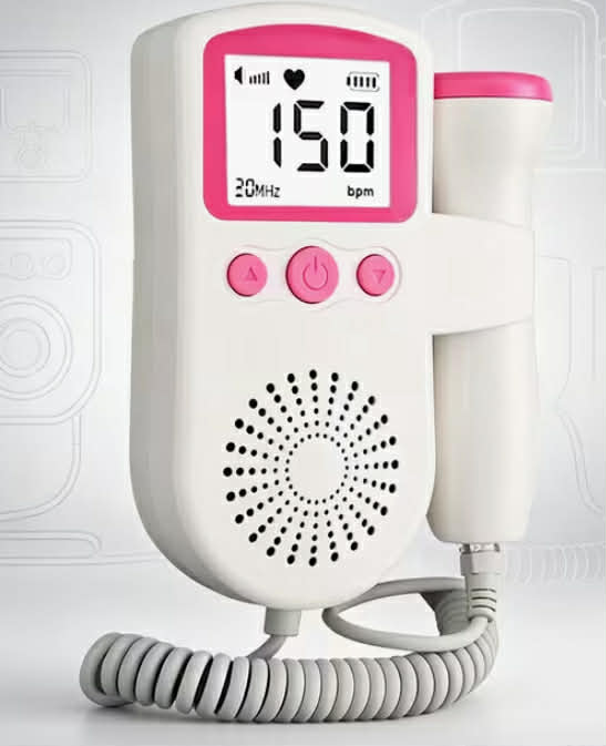 Doppler ultrasound,Prenatal monitoring Doppler ultrasound, pink fetal heart monitor