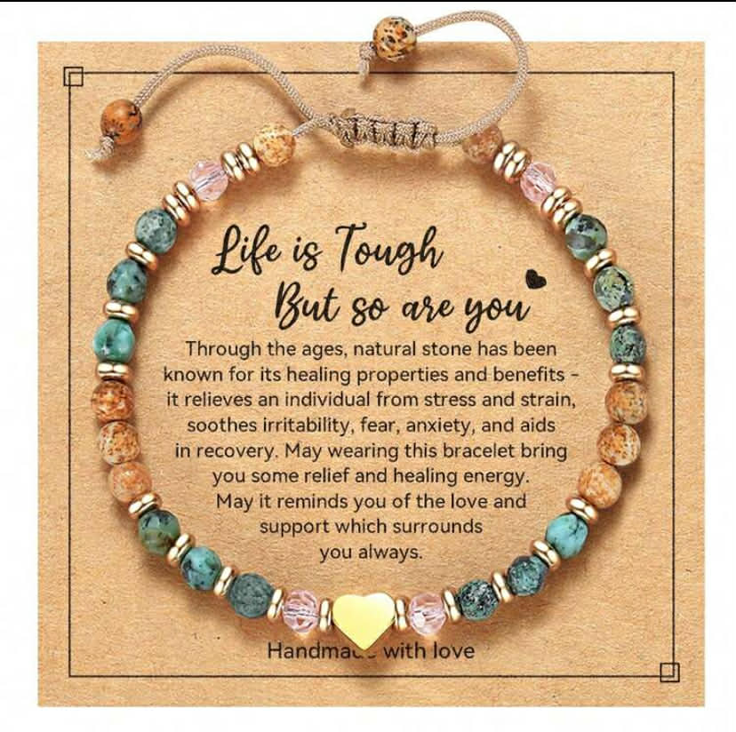Inspirational Women's Birthday Gift - Healing Natural Stone Bracelet, Missing You, Wishing You A Speedy Recovery, Gift For Friends And Sisters