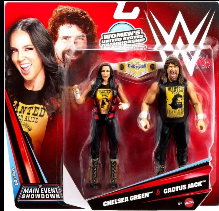 WWE Main Event Showdown Series #26 Chelsea Green and Cactus Jack 2 Wrestling Action Figure Pack