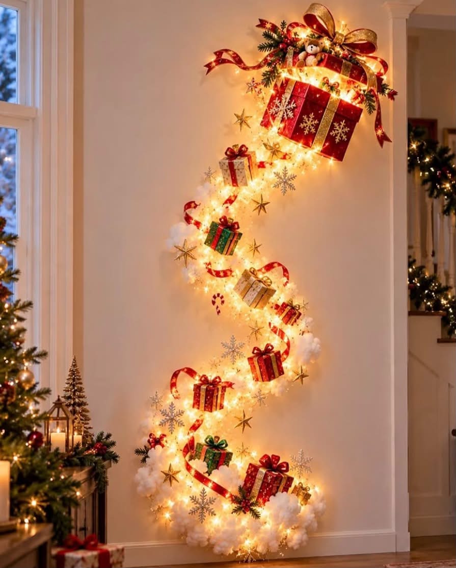 Christmas Magic Trail Wall Light, LED Cascading Christmas Wall Decor