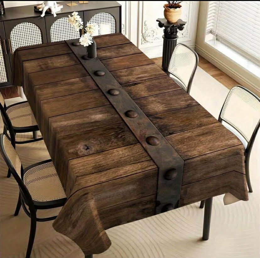 1 Pc Rustic Woodgrain Printed Tablecloth - Polyester, Easy To Clean, Suitable For Home Decor, Outdoor Activities, Picnics And Party Gatherings, Fits Any Table Shape, Garden Decoration And Farmhouse Kitchen