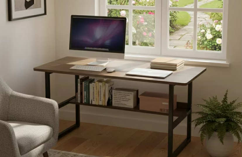 Workstation, Ideal for Home Office Use, Featuring a Storage Shelf, Computer Table (81 * 71 * 41Cm), Desk for Writing And Studying, Durable Metal Frame with Reinforced Steel Legs, Gaming Computer Desk