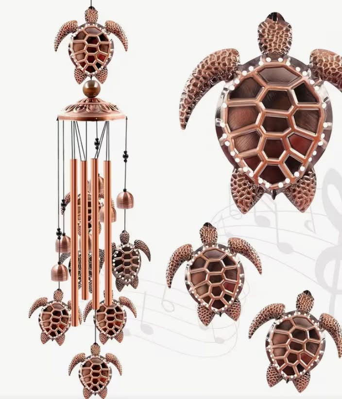 Metal Sea Turtle Wind Chime Hanging Ornament