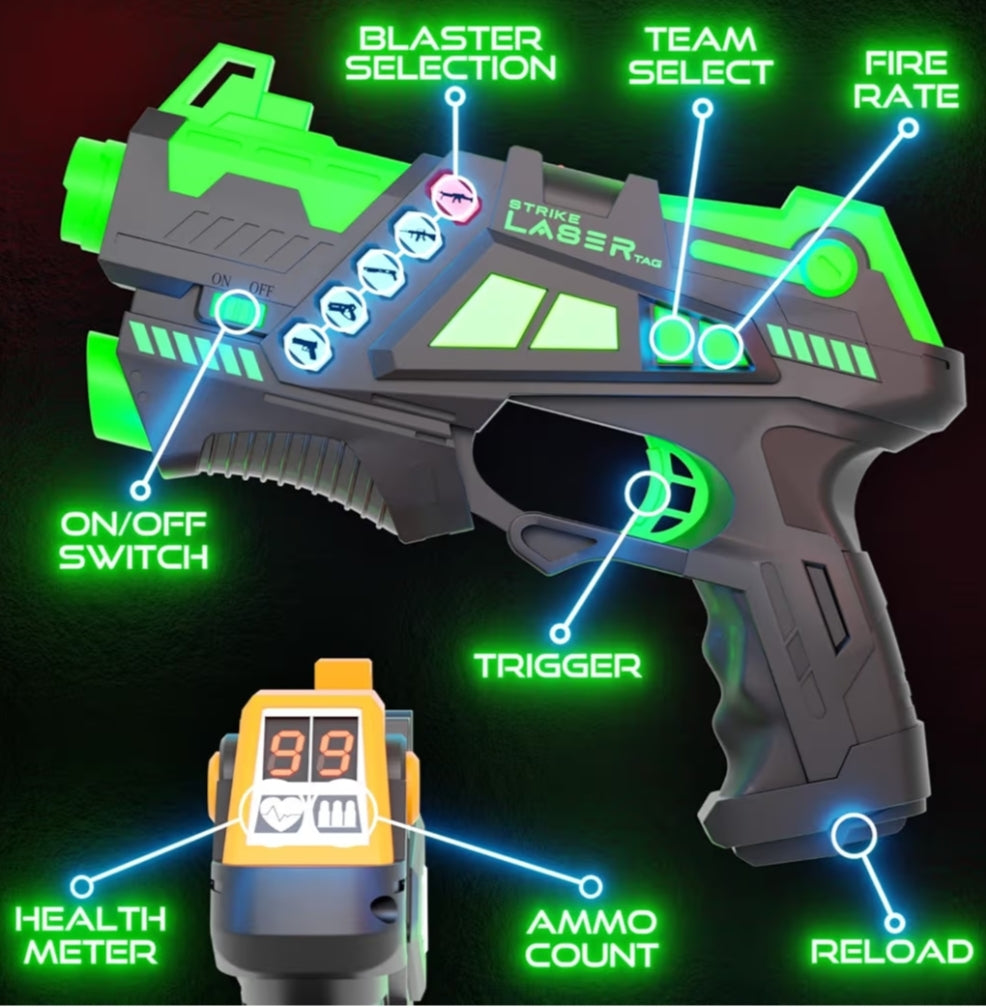 Strike Laser Tag Rechargeable Guns Set - Infrared 2 Multi-Player Pack & Deluxe Carry Case - Laser Tag Game