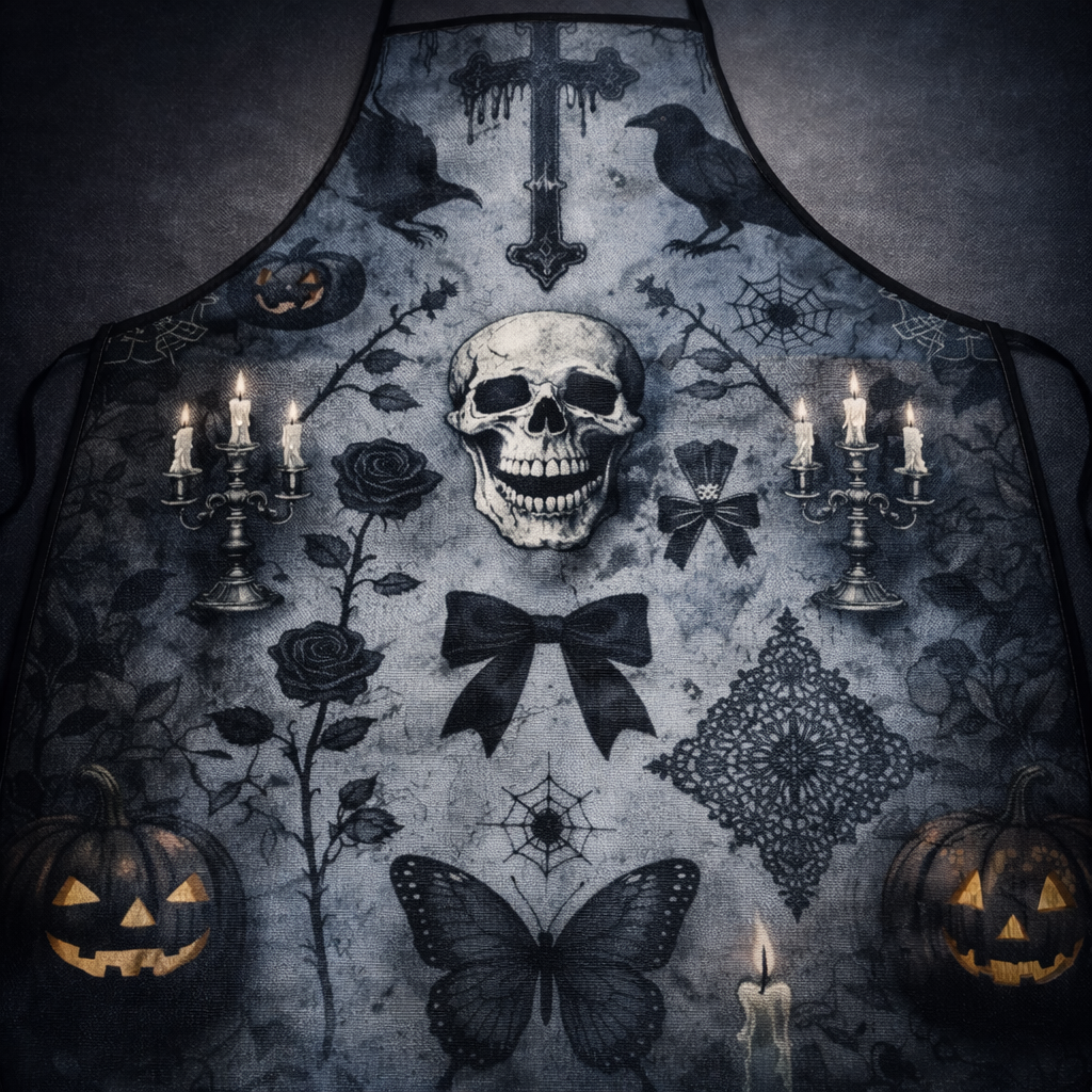 Gothic Skull & Raven Apron 🕯️🖤