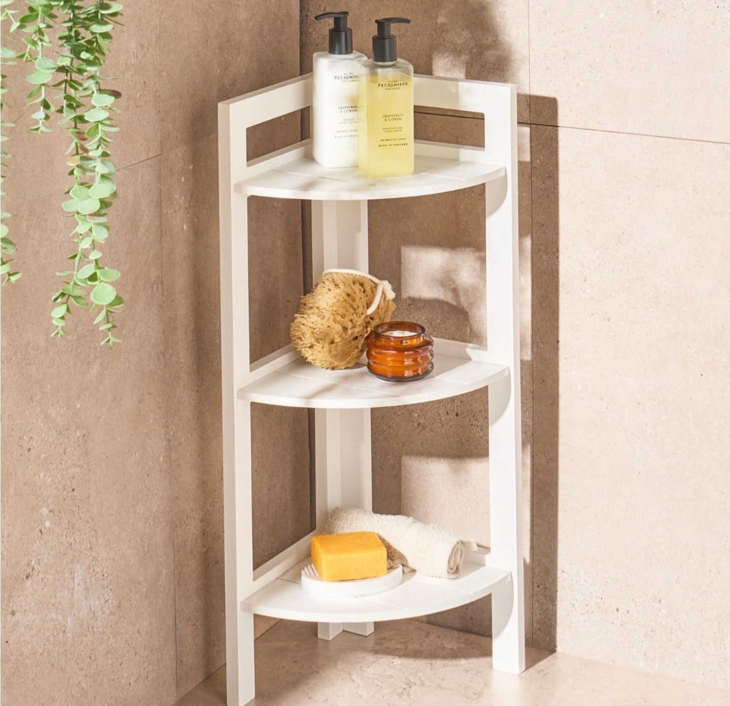 3-Tier Corner Shelving Unit - White