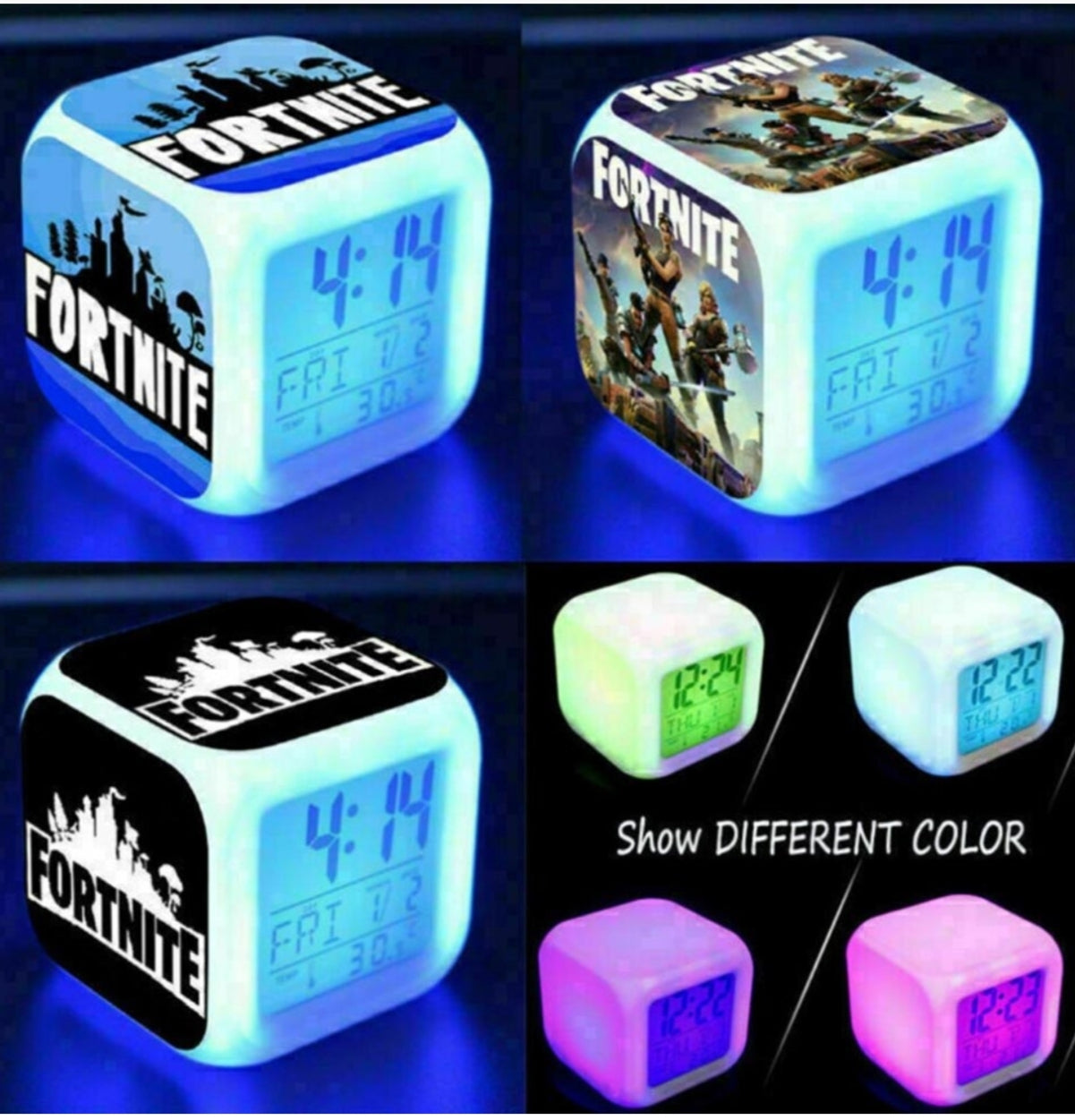 FORTNITE GAME Color Changing Alarm Kid Toy Game Gift Night Light Clock