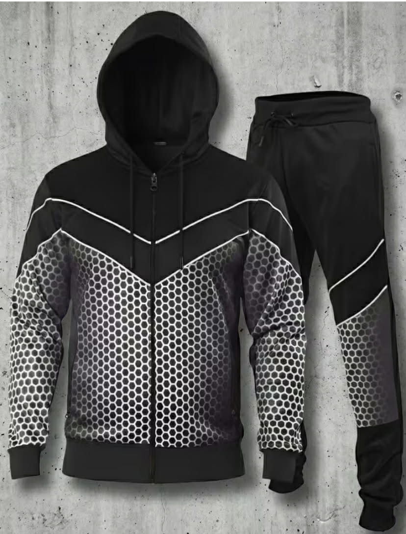 Love My Fashions Mens Tracksuit Set 2pcs Sweat Suit Full Zip Polyester Tracksuits Hooded Activewear Suit Jogging Bottoms