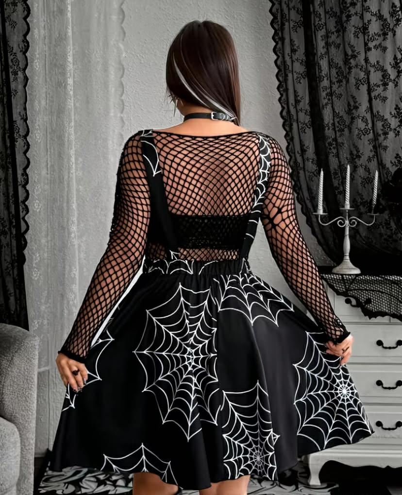 Gothic Boho Suspender Dress - A-Line Maxi Dress with Square Neck & Short Spaghetti Strap, -Length Flowing for Beach Weddings, Casual Outfits - Machine Washable Spring Summer Fall Dress (No Belt/Hem Adjustment)