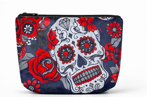 Sugar Skull Floral Zip Pouch