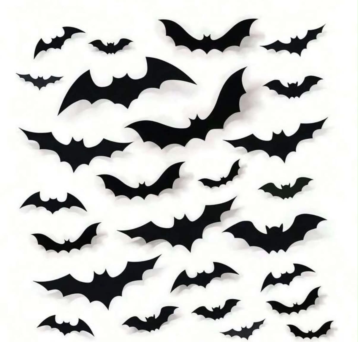 72 x Halloween Wall Bat Decorations, Black Fake Plastic Bat Stickers, Suitable For DIY Halloween Room Decor,